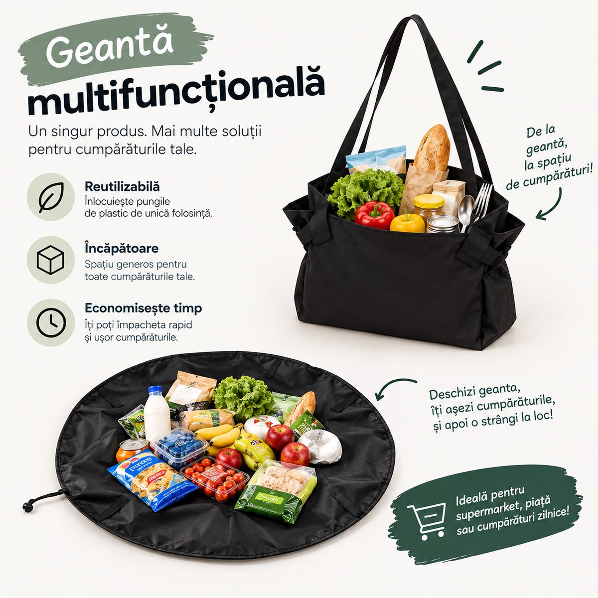 Geantă Tote 2 în 1 Impermeabilă